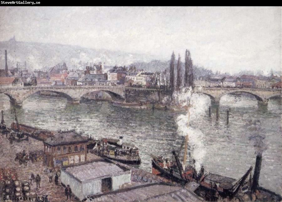 Camille Pissarro The Stone bridge in Rouen,dull weather